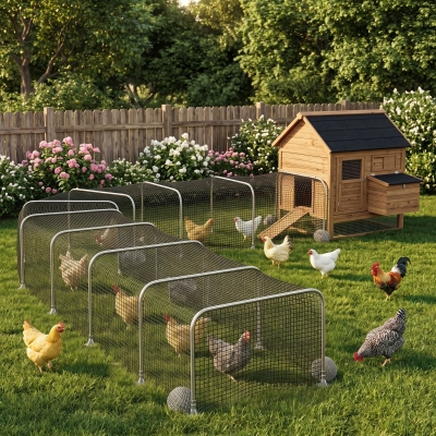 PawHut Extra Long Chicken Tunnel for Outside, 354" x 39" Galvanized Steel Chicken Run for 10-15 Chickens or Ducks