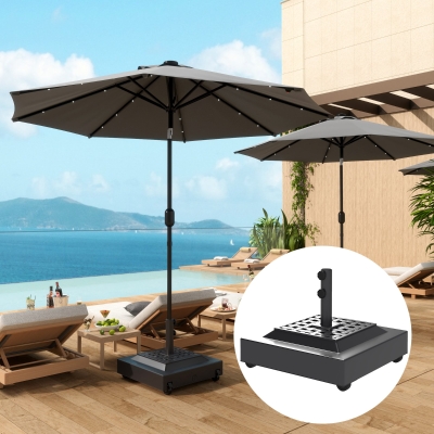Outsunny Outdoor Umbrella Base with Wheels, Heavy Duty Patio Umbrella Base, Patio Umbrella Holder, Black