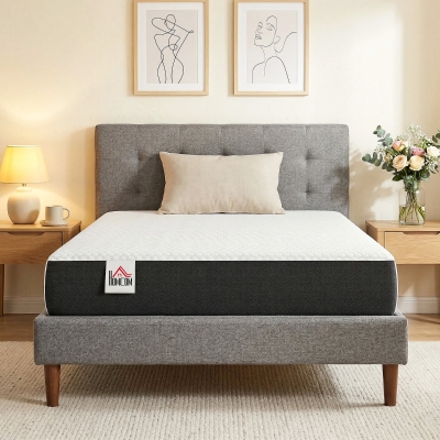 HOMCOM Twin Mattress 8 Inch Memory Foam Mattress in a Box, Pressure Relief & Lumbar Support, CertiPUR-US Certified, Medium Firm