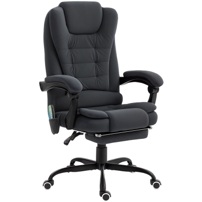 Vinsetto 7-Point Vibrating Massage Chair, Reclining Office Chair with Footrest, Reclining Back, Adjustable Height, Black