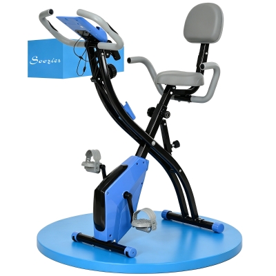 Soozier 3-in-1 Folding Exercise Bike, Adjustable Seat, Blue