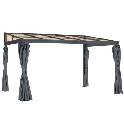 Outsunny 10' x 13' Outdoor Hardtop Pergola Gazebo with Polycarbonate Roof, UV Protection Sun Shelter with Curtains for Garden, Patio and Outdoor Events
