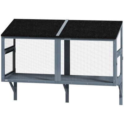 PawHut Catio Outdoor Cat Enclosure Expandable Wooden Cat House with 2 Doors for Window, 51.2"L
