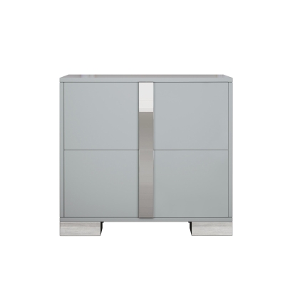 Stylish Nightstand with Relaxed Grey Finish and Slim Metal Feet, Space-Saving Bedside Table for Small Apartmentst, 23.5'' L x 15.5'' W x 21.5'' H, Gray