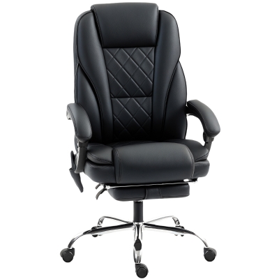 Vinsetto Massage Office Chair, Reclining Computer Chair with Adjustable Height and Footrest, Black