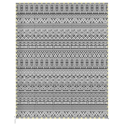 Outsunny 10' x 8' Outdoor Reversible Patio Rug with USB Lights & Bag