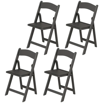 HOMCOM 4 Pack Folding Chairs, Foldable Resin Chair with Padded Seat, Portable Indoor Outdoor Seat for Office Events Dining
