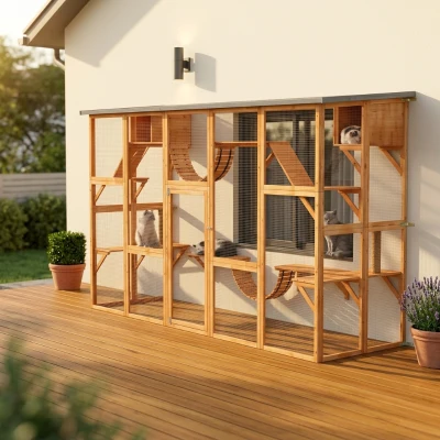 PawHut Cat Window Box Enclosure for Multiple Cats, Orange