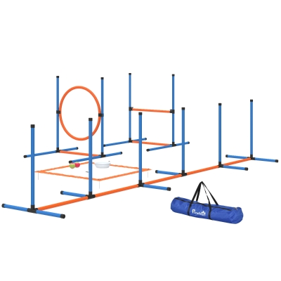 PawHut Dog Agility Training Equipment, 5PCS Dog Obstacle Course Starter Kit with Carrying Bag