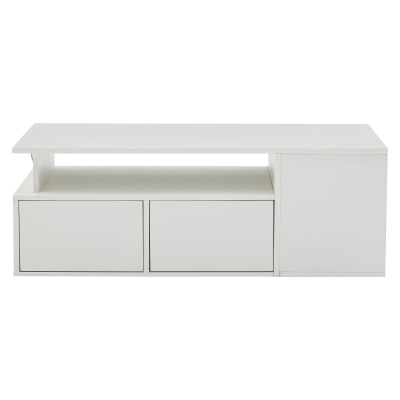 High-Gloss LED Coffee Table with App-Controlled Colour Light Strip, Functional Center Table with Open Storage, 39.5" L x 19.5" W x 13.5" H, White