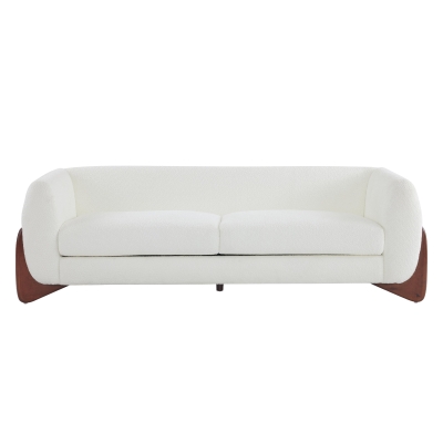 Bouclé Sherpa Sofa with Removable Seat Cushions and Sinuous Spring Support, Oversized Lounge Couch with Wedge Feet, 82.5'' L x 32'' W x 27'' H, Beige