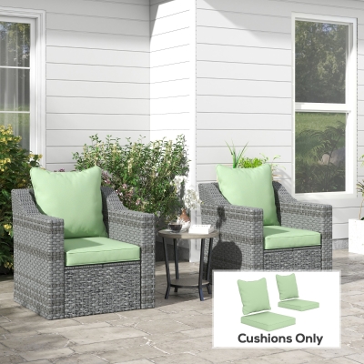 Outsunny Seat Cushion Back Pillows Replacement Set of 2, Patio Chair Cushions Set for Indoor Outdoor, Green