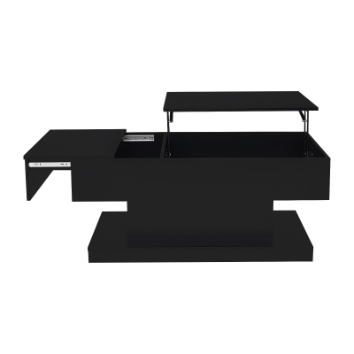 Lift-Top Coffee Table with Sliding Extendable Desktop, Space-Saving Center Table with Height-Adjustable Lift, 39.5" L x 19.5" W x 17.5" H, Black