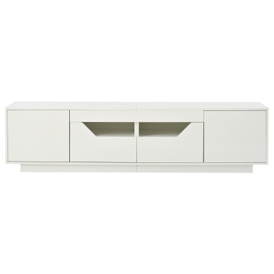 Stylish TV Stand with High-Gloss Push-to-Open Doors, Spacious TV Cabinet with App-Controlled LED Strip, 65" L x 15.5" W x 17.5" H, White