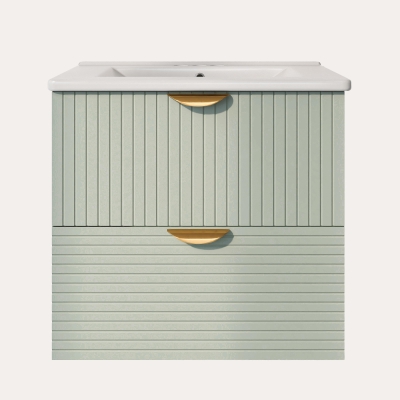 Modern Wall-Mounted Bathroom Vanity with 2 Drawers, Space-Saving Design for Small Bathrooms, 24" L x 18" W x 23" H, Green