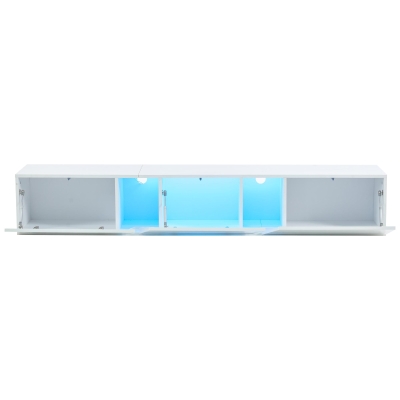Wall-Mounted TV Stand with App-Controlled LED, Space-Saving TV Cabinet with Translucent Acrylic Panel, 65" L x 13.5" W x 12" H, White