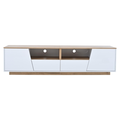 Stylish TV Cabinet with App-Controlled LED Lighting and High-Gloss Front, Freestanding TV Stand with 2 Drawers, 65" L x 15.5" W x 17.5" H, White