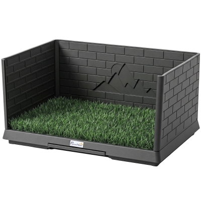 PawHut Dog Grass Pad with Tray, Indoor Potty Training Pad Holder