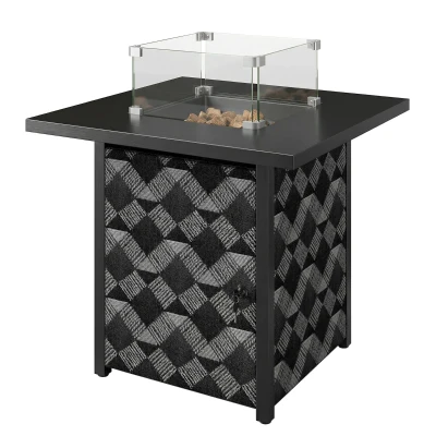 Outsunny Propane Fire Pit Table, 28 Inch Gas Fire Pit with Explosion-Proof Net and Glass Wind Guard, Gas Tank Holder