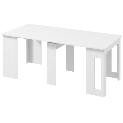 HOMCOM 23.6"-70.9" Extendable Dining Table for 6-8 People, Space-Saving Rectangular Kitchen Table for Small Spaces, Dining Room, Kitchen, Living Room, White