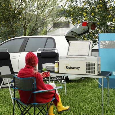 Outsunny 12 Volt Car Refrigerator, 17QT Car Fridge Electric Cooler, 12/24V DC and 100-240V AC, -68℉-50℉, Portable Refrigerator