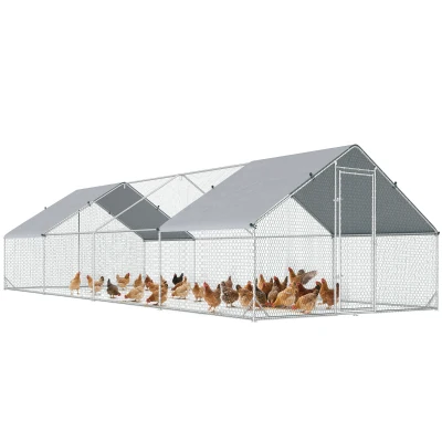 PawHut 9.8' x 26.2' x 6.6' Chicken Coop Cage, Outdoor Hen House w/Cover & Lockable Door