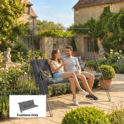 Outsunny Bench Cushion Water-Repellent Outdoor Furniture Pad Seater Swing Chair 59.1" x 39.4" Dark Grey
