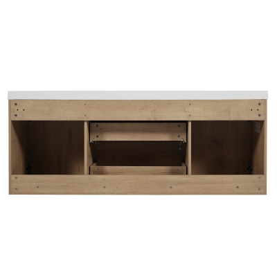 Double Sink Bathroom Vanity with Spacious Under-Sink Storage, Wall-Mounted Floating Cabinet with SMC Top, 59.5'' L x 20'' W x 25.5'' H, Wood