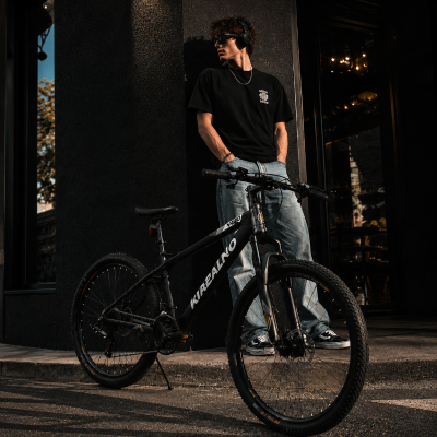 26" Mountain Bike with 21-Speed High-Carbon Steel Frame, Black+Gray