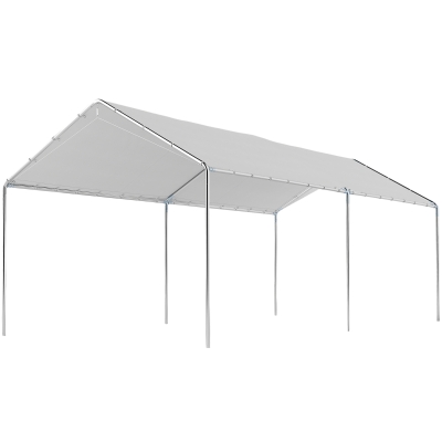 Outsunny 10' x 20' Carport Heavy Duty Galvanized Car Canopy with Included Anchor Kit, 3 Reinforced Steel Cables, White
