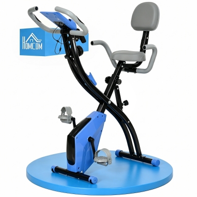 Soozier 3-in-1 Folding Exercise Bike, Adjustable Seat, Blue