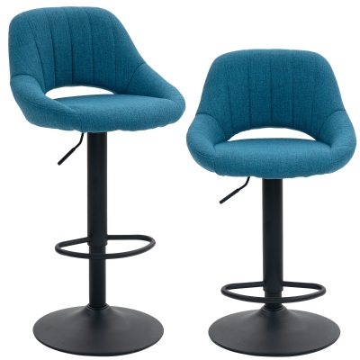 HOMCOM Set of 2 Swivel Bar Stools, Adjustable Height, Blue