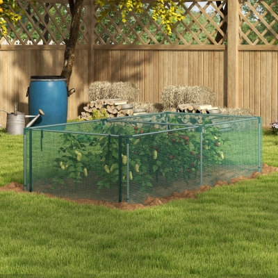 Outsunny 8' x 4' Plant Protection Cage with Zipper Roll-Up Door, Plant Protector from Animals with Galvanised Steel Frame