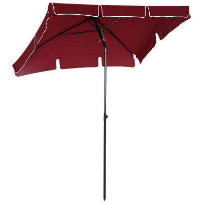 Outsunny 6.5x4ft Rectangle Patio Umbrella Aluminum Tilt Adjustable Garden Parasol Sun Shade Outdoor Canopy Wine Red