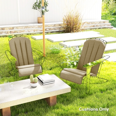 Outsunny Set of 2 Patio Chair Cushions, High Back Adirondack Chair Cushion with Ties, High-Density Foam, Beige