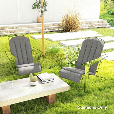 Outsunny Set of 2 Patio Chair Cushions, High Back Adirondack Chair Cushion with Ties, High-Density Foam, Dark Grey