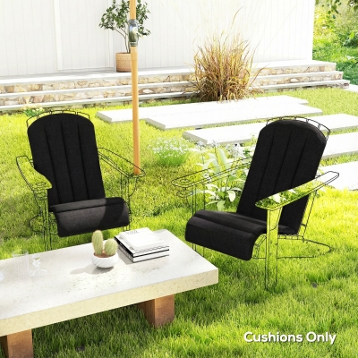 Outsunny Set of 2 Patio Chair Cushions, High Back Adirondack Chair Cushion with Ties, High-Density Foam, Black