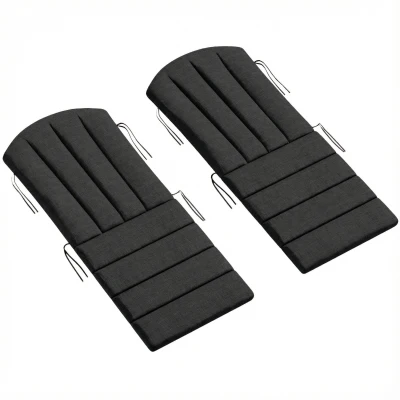Outsunny Set of 2 Patio Chair Cushions, High Back Adirondack Chair Cushion with Ties, High-Density Foam, Black