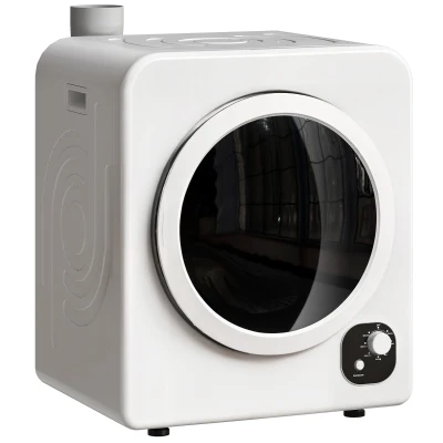 HOMCOM Compact Laundry Dryer, 1300W Portable Clothes Dryer with 4 Drying Modes, Stainless Steel Tub, White