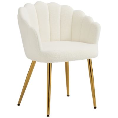HOMCOM Accent Chair Petal-Back Design Modern Living Room Chair with Metal Legs Cream
