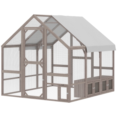 PawHut Large Wooden Chicken Coop with Run, Nesting Boxes, Waterproof