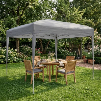 Outsunny 10 x 10ft Folding Pop Up Tent Outdoor Gazebo Canopy with Carrying Bag, Grey