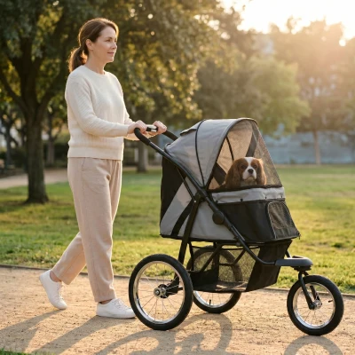 PawHut Pet Stroller for Small/Medium Dogs, Gray