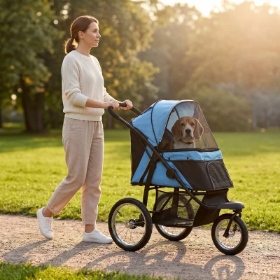 PawHut Pet Stroller for Small/Medium Dogs, Blue