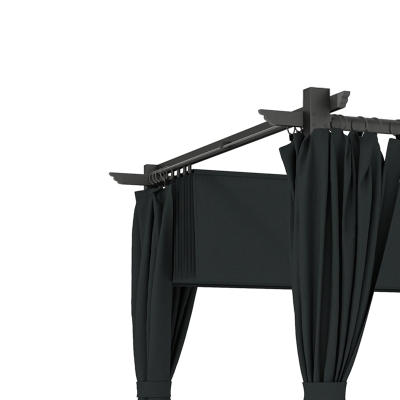 Outsunny 10' x 13' Pergola with Retractable Canopy and Curtains, UPF30+ Sun Shade Shelter for Grill, Garden, Backyard, Deck