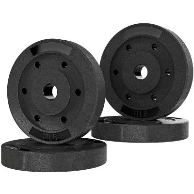 Soozier Weight Plates Set of 4, 1-Inch Barbell Weight Set for Home Gym Strength Training and Weightlifting, 4 x 11 lbs