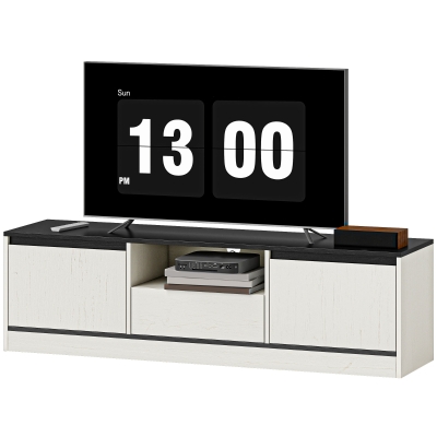 HOMCOM TV Stand for 55-60 Inch TV,  Entertainment Center w/ Cabinets, Shelf, Drawer and Cable Management for Living Room, White