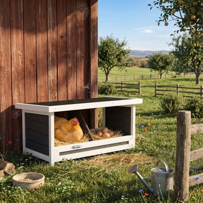 PawHut Nesting Boxes for Chickens, Chicken Coop Accessories with Asphalt Roof for Indoor Outdoor Use, Up to 2 Hens