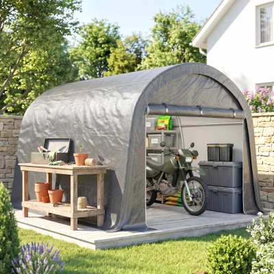 Outsunny 10' x 10' Outdoor Storage Tent, Heavy Duty and Waterproof Portable Shed for Bike, Motorcycle & Garden Tools, Light Grey