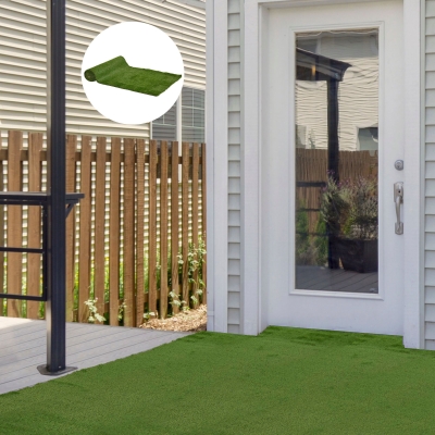Outsunny Artificial Grass 10' x 3' (30 Square Feet), Fake Grass Turf with UV Protection, Drain Holes for Rain, Green